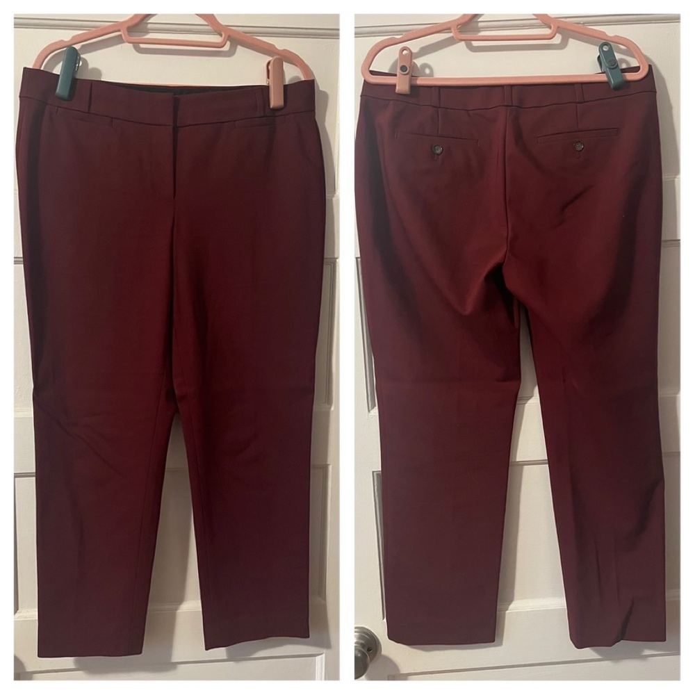 LOFT Marisa Burgundy Ankle Pants Size 10 – Perfect Fall Work Staple